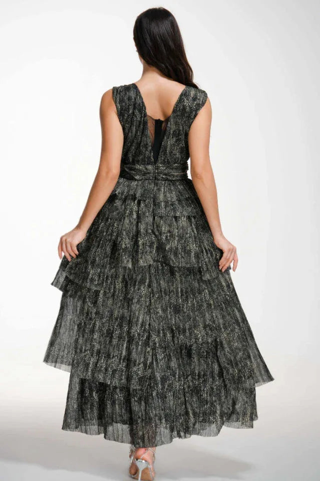 Asymmetric Tiered Formal Dress - View 12 | TEVQA