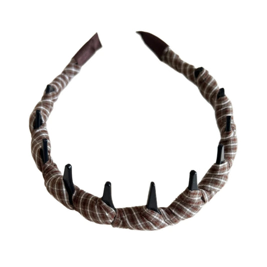 Ruched Plaid Toothed Headband - 1.2 Inch Non-Slip Hair Band