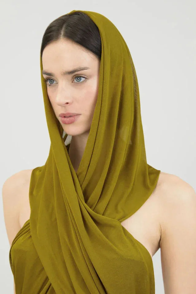 Ruched Maxi Dress with Headscarf - View 22 | TEVQA