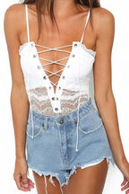 Hollow Out Lace Bodysuit & Lingerie - TEVQA