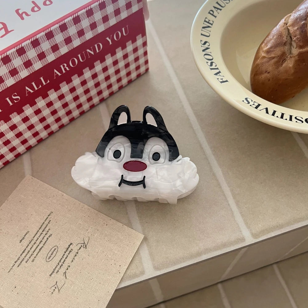 2.8 Inch Retro Cartoon Acetate Hair Claw - Whimsical Animal Clip