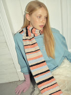 Textured Bouclé Striped Wool Blend Scarf - View 8 | TEVQA