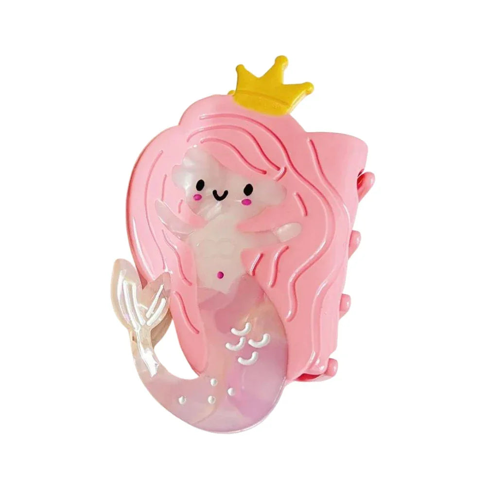 pink mermaid hair clip with crown Main image