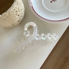 Pearlescent floral twist hair claw clip with rhinestone embellishments - View 7 | TEVQA