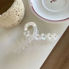 Pearlescent floral twist hair claw clip with rhinestone embellishments - View 7 | TEVQA