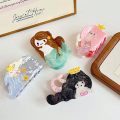 3.3 Inch Whimsical Mermaid Acetate Hair Claw - Solid 31g Premium Clip