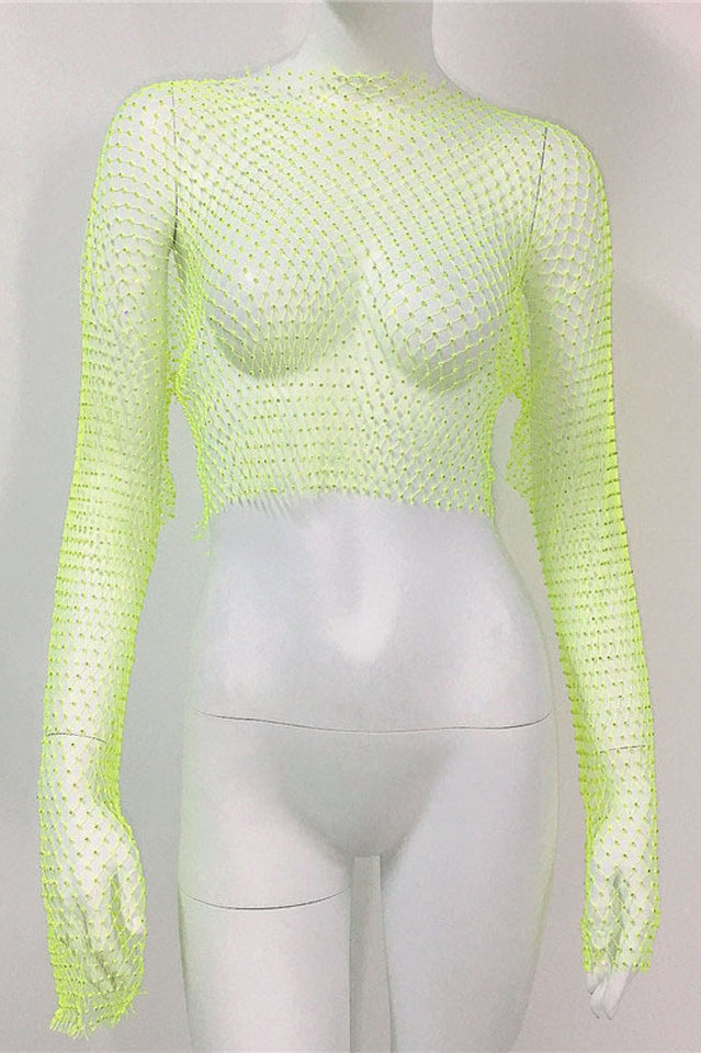 Crystal Diamond See Through Crop Top | Dress In Beauty