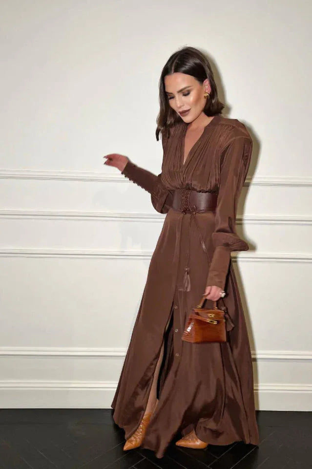 Rosey Tan Maxi Dress - View 14 | TEVQA