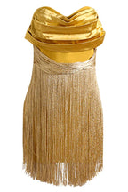 Yellow Ruffles Silk Tassel Trim Dress - TEVQA