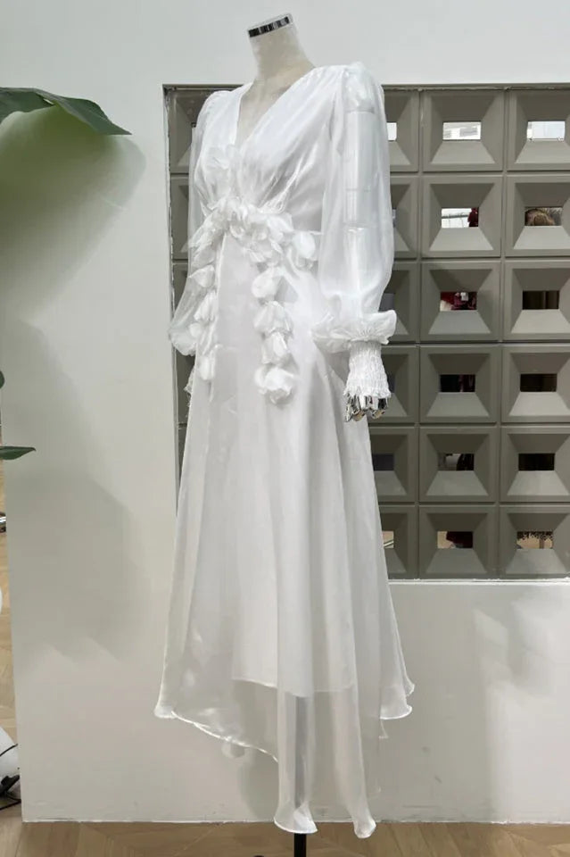 Floral Appliqué Midi Dress - View 16 | TEVQA