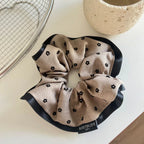 Oversized minimalist floral scrunchie with contrasting trim - View 6 | TEVQA
