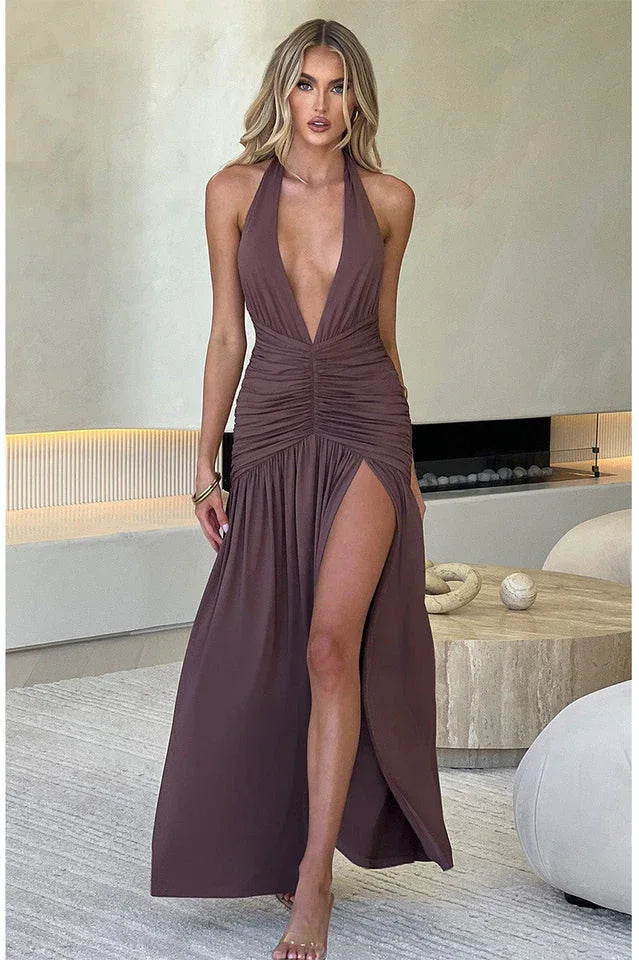 Elegant halter maxi dress - View 6 | TEVQA