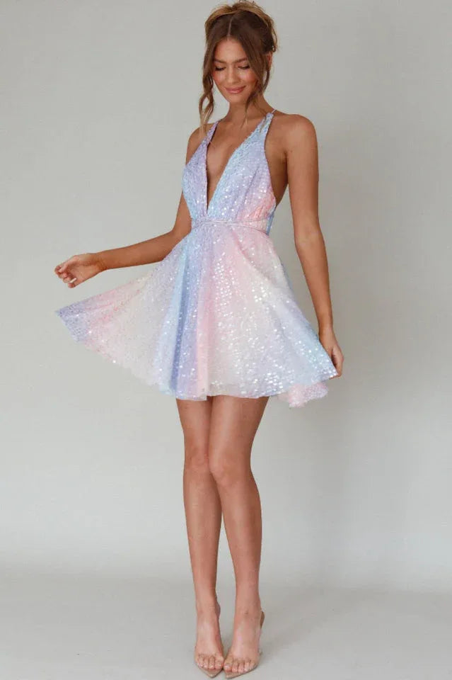Beaded A-Line Party Dress - View 16 | TEVQA