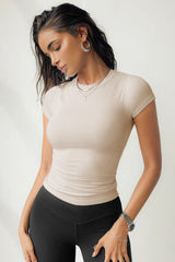 Solid Color Threaded Short Sleeve T-Shirt | Dress In Beauty