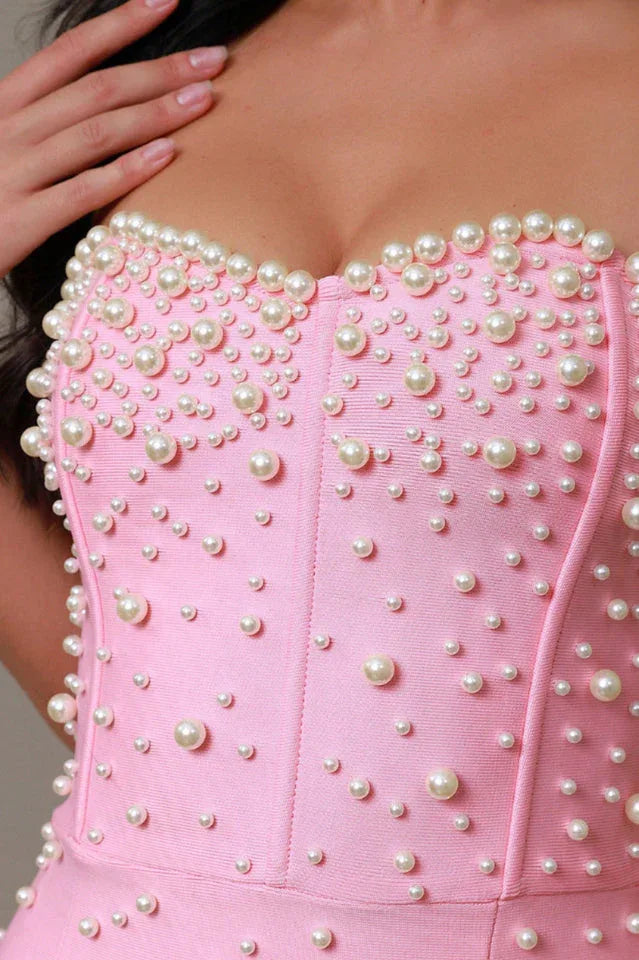Pearl embellished mermaid gown - View 6 | TEVQA