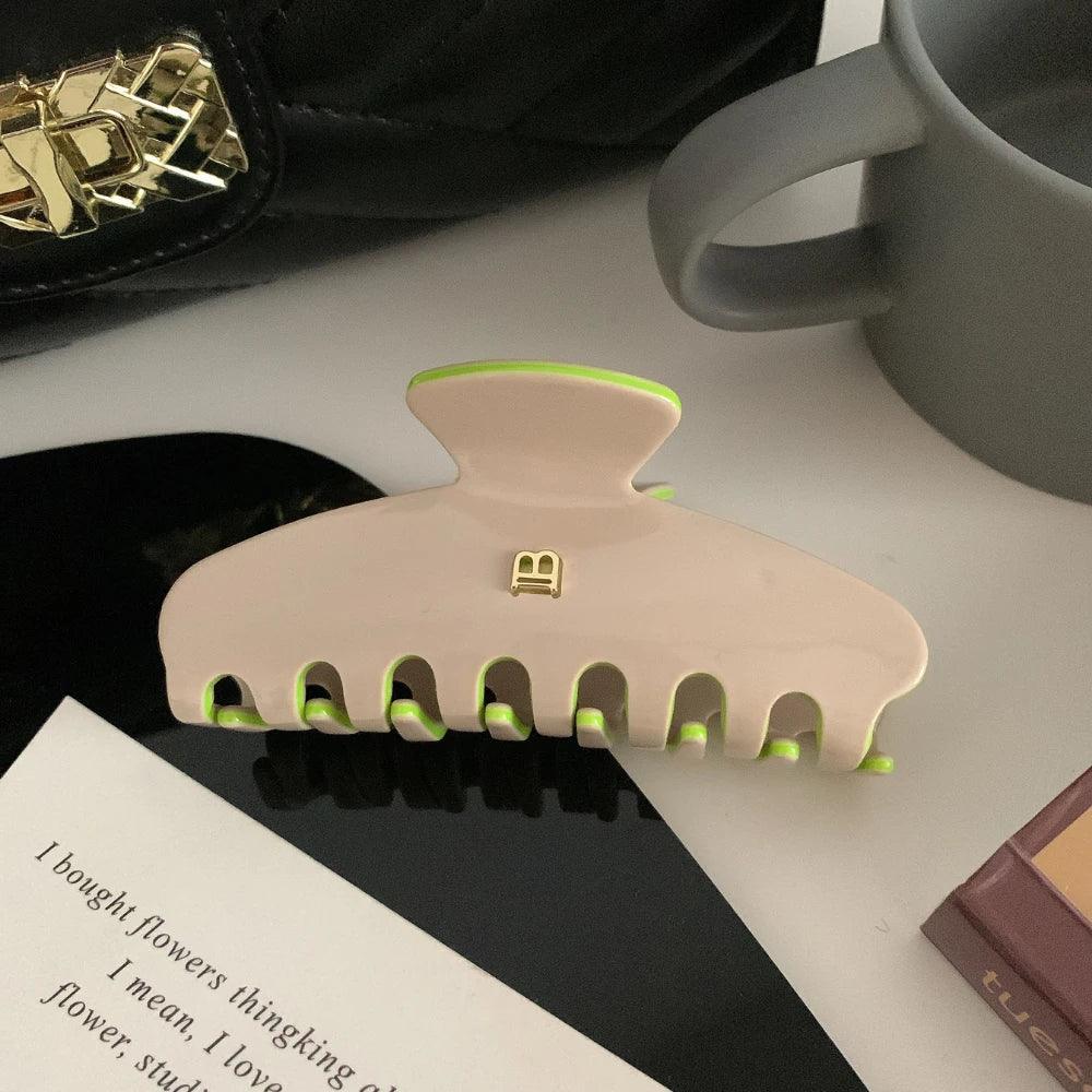 'B' Monogram Acetate Hair Claw Clip - View 7 | TEVQA