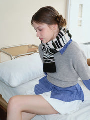 Soft Wool Blend Striped Knit Scarf