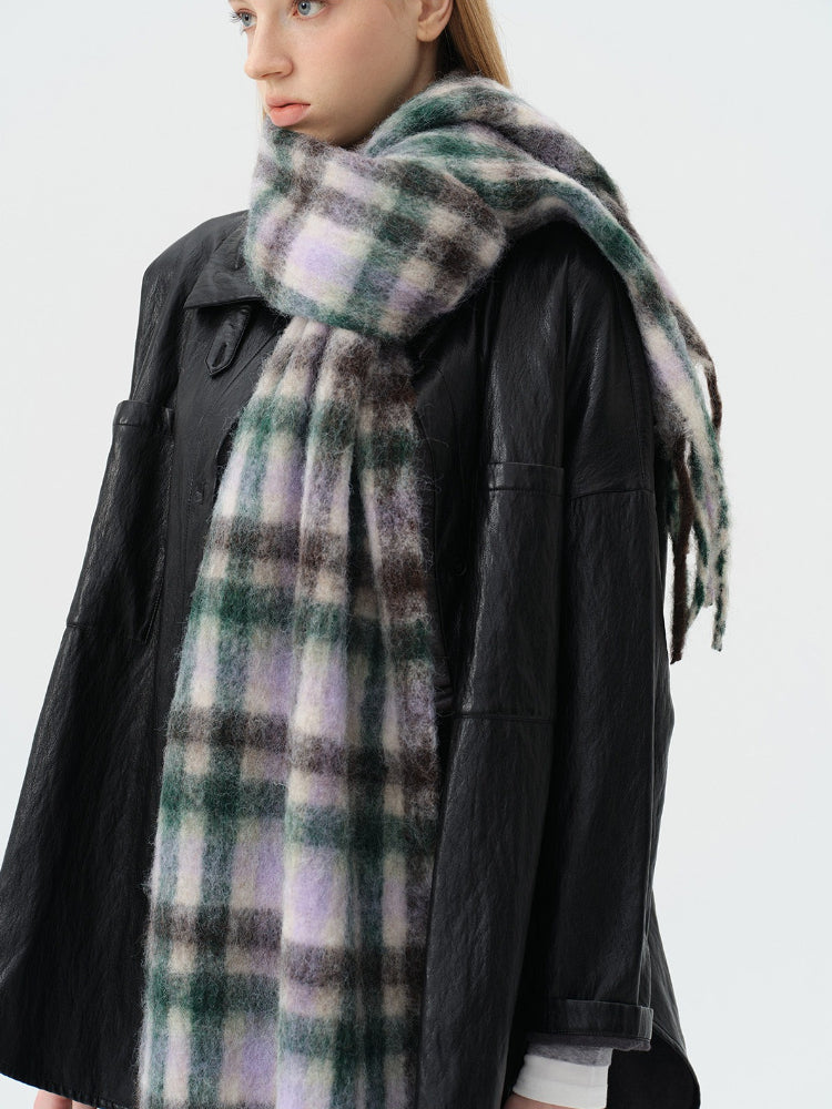 Dopamine Pastel Rainbow Plaid Scarf