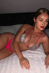 Bandage Rhinestone Bikini Set - Dress In Beauty