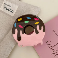 Cute Acetate Donut Hair Claw Clip - 2.5 Inch Novelty Foodie Grip