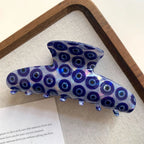 Trendy Evil Eye Hair Claw Clip - 4.3 Inch Blue Nazar Protection Accessory - TEVQA