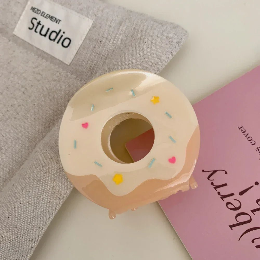 Donut shaped hair claw clip with icing and sprinkle details - View 7 | TEVQA
