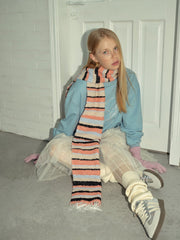 Scandi Chic Bouclé Striped Wool Blend Scarf