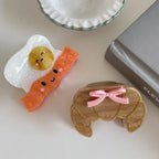 Whimsical Breakfast Acetate Hair Claw Clip - 3 Inch Cute Foodie Accessory - TEVQA