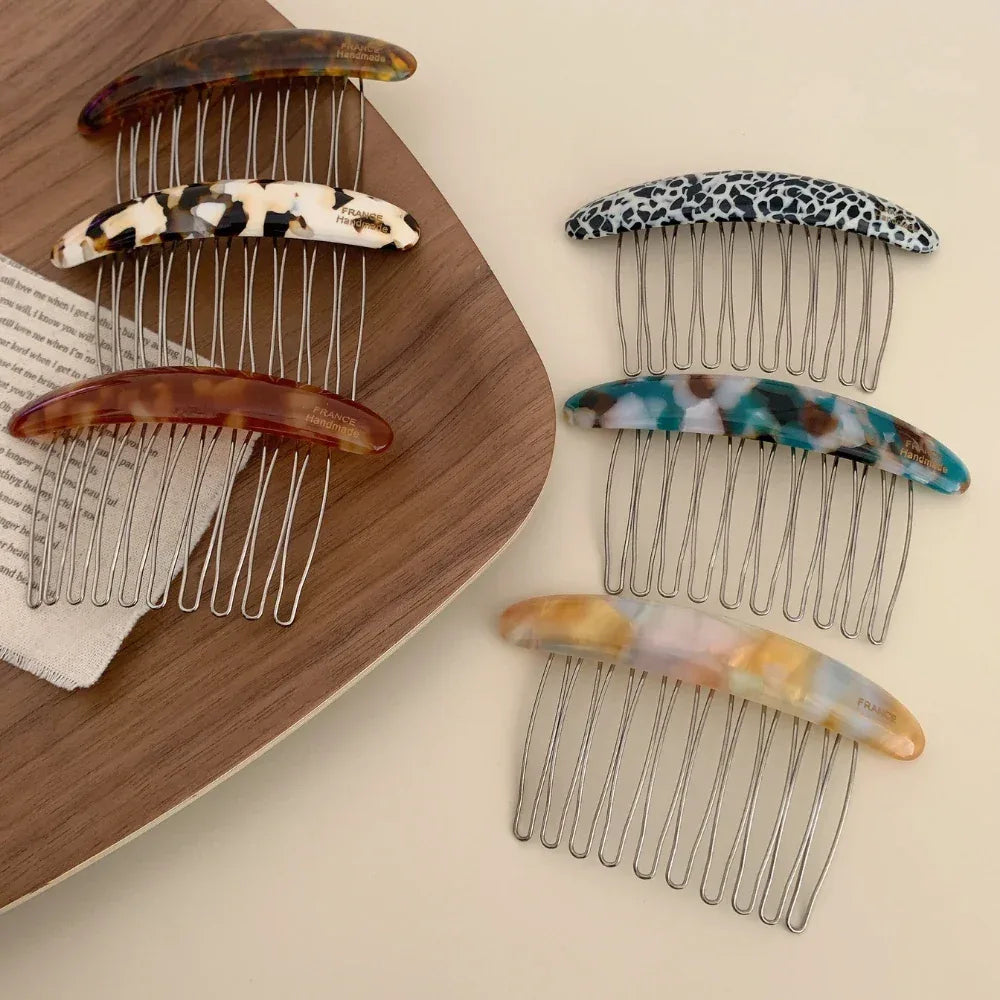 Classic Acetate French Hair Comb - 3.3 Inch Decorative Side Comb - TEVQA