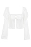 White chiffon puff sleeve square neck top - View 7 | TEVQA