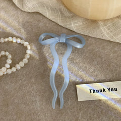 Cute Acetate Bow French Hair Pin - 4 Inch Wavy U-Shaped