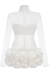 Sally Mock Neck Sheer Mini Dress | Dress In Beauty