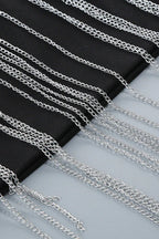Strapless Crystal Chain Detail Wide Leg Jumpsuit - View 9 | TEVQA