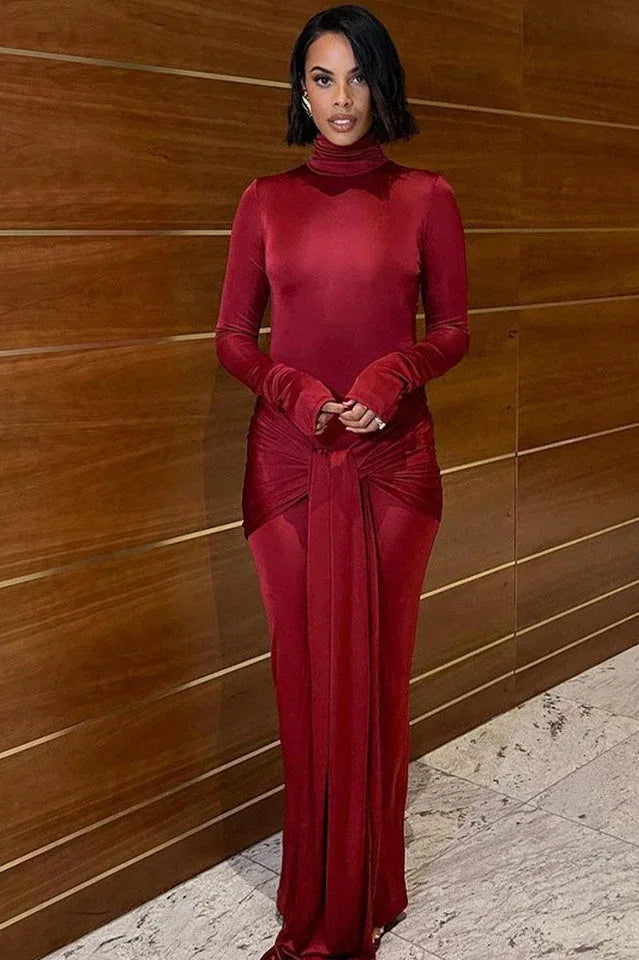 Ryar Long Sleeve Mock Neck Dress - View 7 | TEVQA