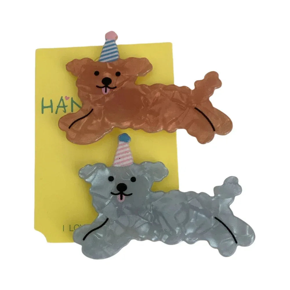 Whimsical "Pet Lover" Acetate Barrette (2.4 Inch) - TEVQA