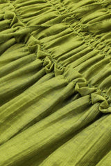 Smocked Midi Dress with Puff Sleeves - View 11 | TEVQA