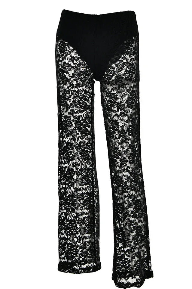 Lace Wide Leg Trousers - View 20 | TEVQA