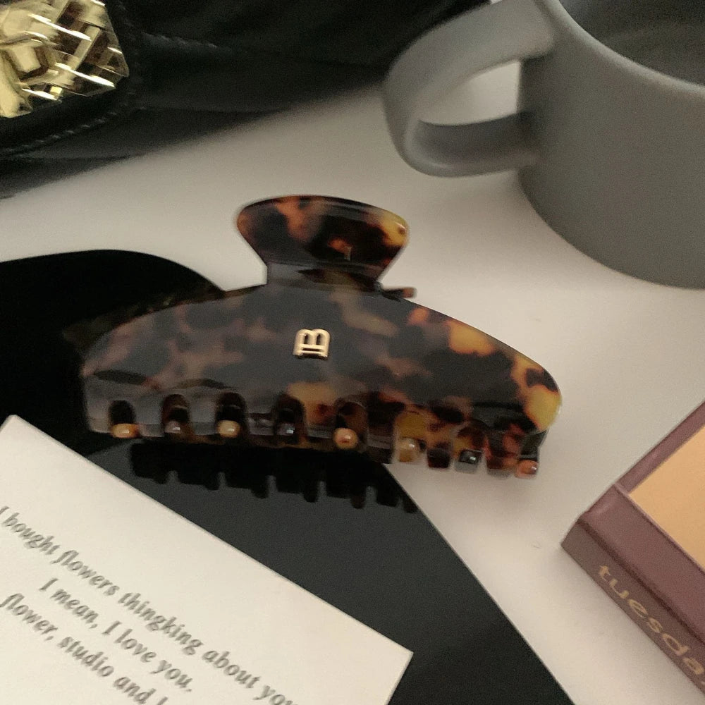 "B" Monogram Acetate Hair Claw Clip (3.5 Inch)