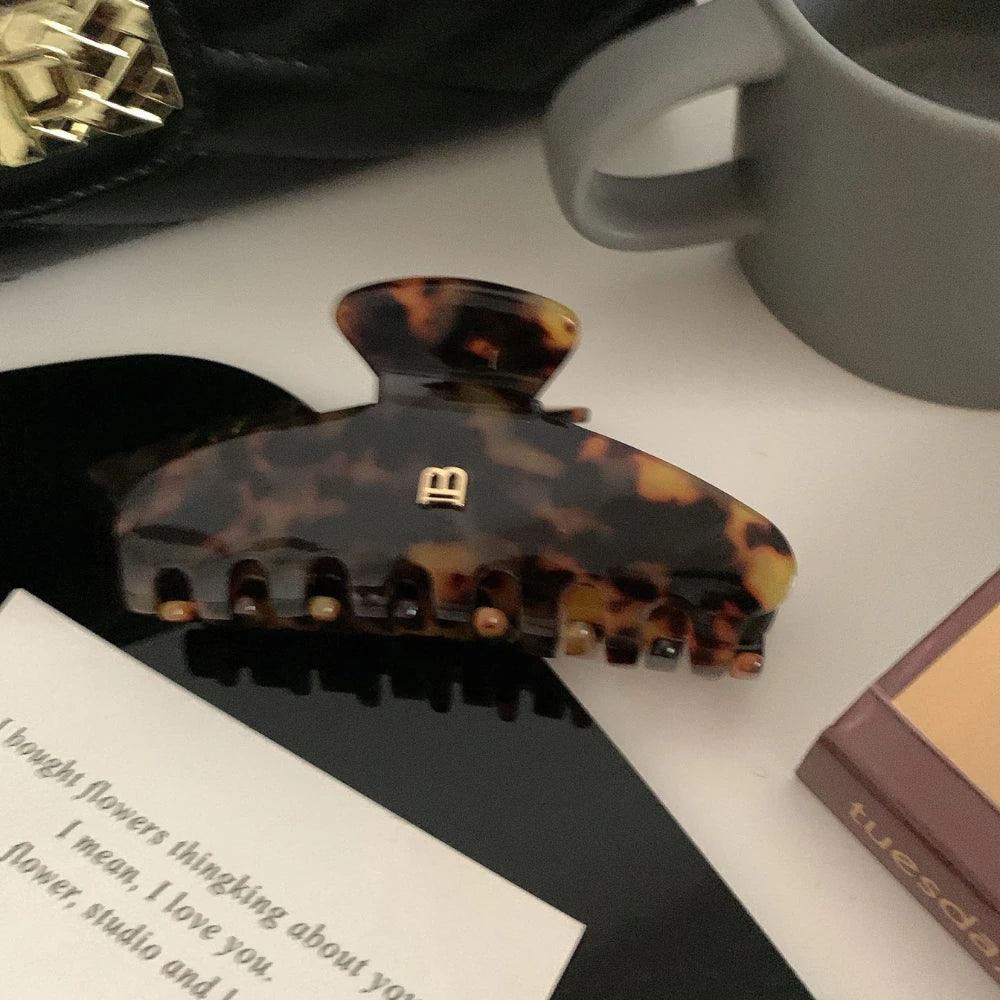 'B' Monogram Acetate Hair Claw Clip - View 8 | TEVQA