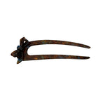 Brown tortoiseshell hair fork with a bow