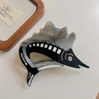 Large 4.3 Inch Acetate Sailfish Hair Claw Clip - View 9 | TEVQA