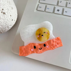 Whimsical Breakfast Acetate Hair Claw Clip - 3 Inch Cute Foodie Accessory - TEVQA