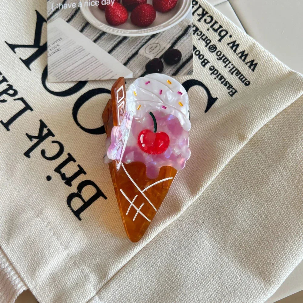 Whimsical "Dopamine" Food & Ice Cream Acetate Clip Collection (4 Inch) - TEVQA