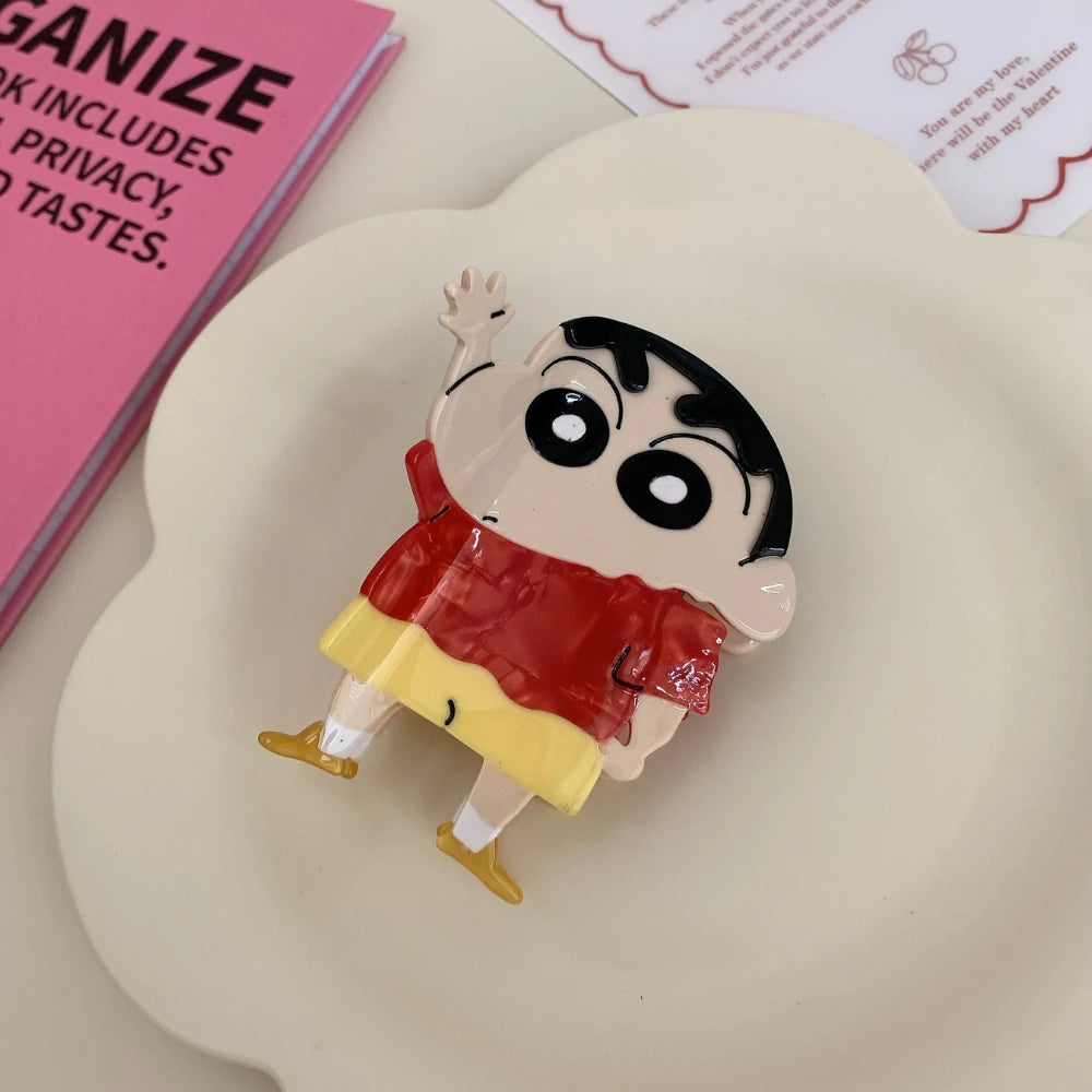 3.9 Inch Nostalgic Cartoon Boy Acetate Hair Claw - Solid 35g Premium Clip