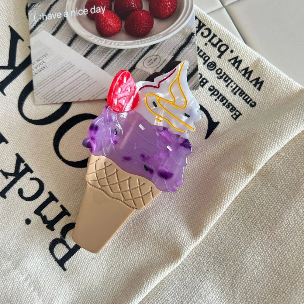 Whimsical "Dopamine" Food & Ice Cream Acetate Clip Collection (4 Inch) - TEVQA