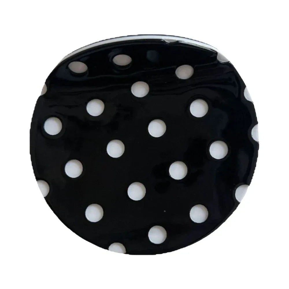 Acetate 2.5 Inch Round Hair Claw Clip - Polka Dot & Bow Print - TEVQA Main image