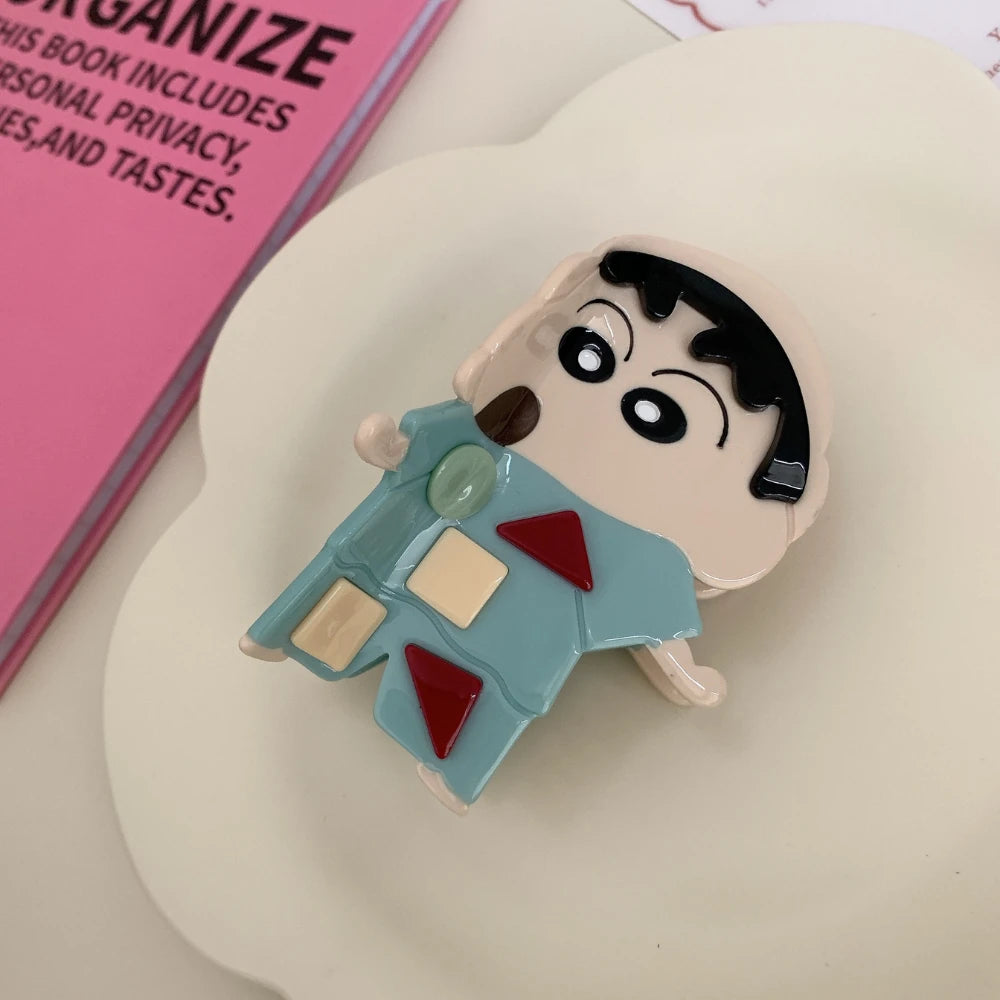 3.9 Inch Nostalgic Cartoon Boy Acetate Hair Claw - Solid 35g Premium Clip