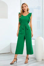 Ruffle Sleeve Wide Leg Jumpsuit - View 13 | TEVQA