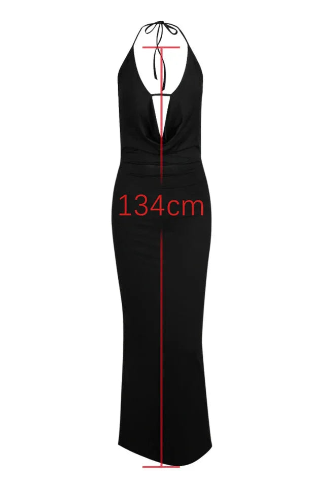 Long halter neck evening dress - View 7 | TEVQA