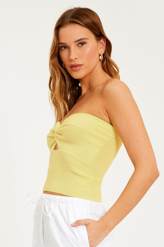 Merlaine Strapless Knotted Knit Crop Top | Dress In Beauty